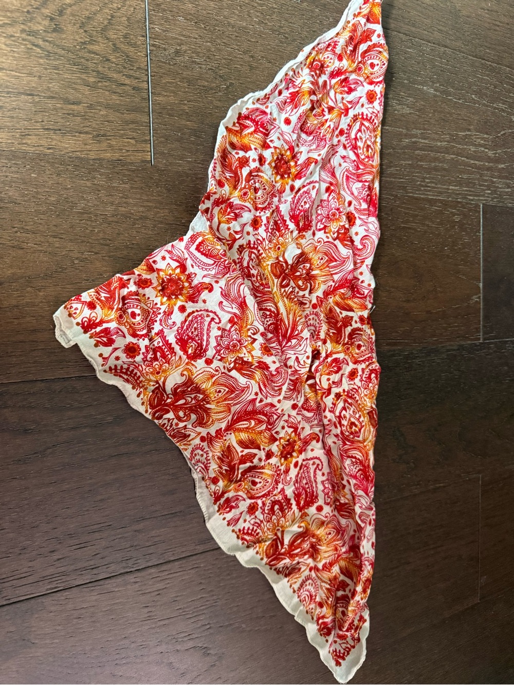Floral Paisley Red & Orange Bandana Scarf